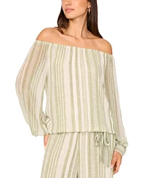Vince Camuto Women's Stripe Off-the-Shoulder Tied-Hem Top