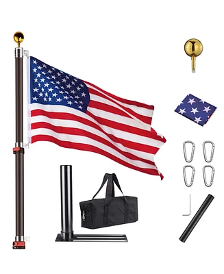Yescom Ez Go 30ft Telescopic Flag Pole Kit Wheel Tire Mount Stand Upgrade Rotating Lock Outdoor Camper Rv Tailgate Black
