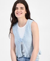 Sugar Moon Juniors' Cotton Crochet Rosette Cardigan