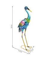 29-Inch Outdoor Metal Crane Statue - Yard Art, Lawn and Garden Sculpture Decor - Powder-Coated Paint Finish - 2 Statues