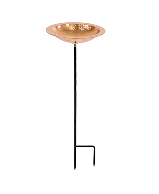 Standing Copper Bird Bath or Bird Feeder - Detachable Hand-Hammered Bowl with Stake - 33” H