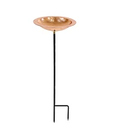 Standing Copper Bird Bath or Bird Feeder - Detachable Hand-Hammered Bowl with Stake - 33” H