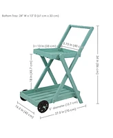 2-Tiered Flower Garden Cart with Built-In Handle - Fir Wood - 20 lb Weight Capacity - 34” H - Robin Egg Blue