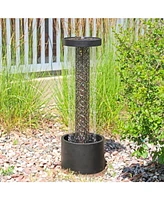 Glittering Rain Outdoor Water Fountain with Lights - Zinc - 41.25-Inch - Includes Warm White Led Lights