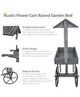 Rustic, Vintage Flower Cart Display Stand Candy Cart with Wheels for a Wedding, Party, or Event - Gray