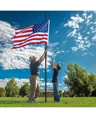 Yescom Bravery 25ft 13 Gauge Sectional Flag Pole Kit Aluminum for Outside House Inground Yard Garden Residential