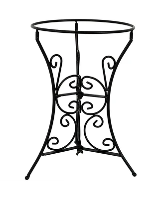Black Steel Gazing Ball Stand Outdoor for 10-Inch or 12-Inch Garden Gazing Globes - 11.5-Inch H - Decorative Scroll