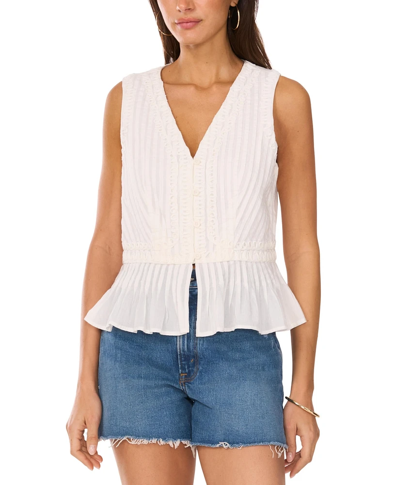 Vince Camuto Women's Pleated Peplum-Hem Sleeveless Top