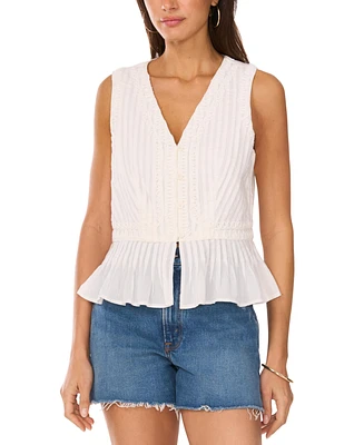 Vince Camuto Women's Pleated Peplum-Hem Sleeveless Top
