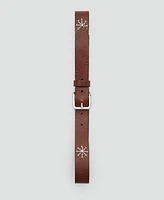 Mango Women's Embroidered Details Leather Belt