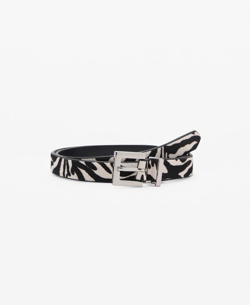 Mango Women's Zebra-Print Belt