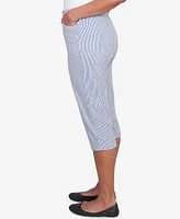 Alfred Dunner Women's Land of The Free Striped Cuffed Clamdigger Pants