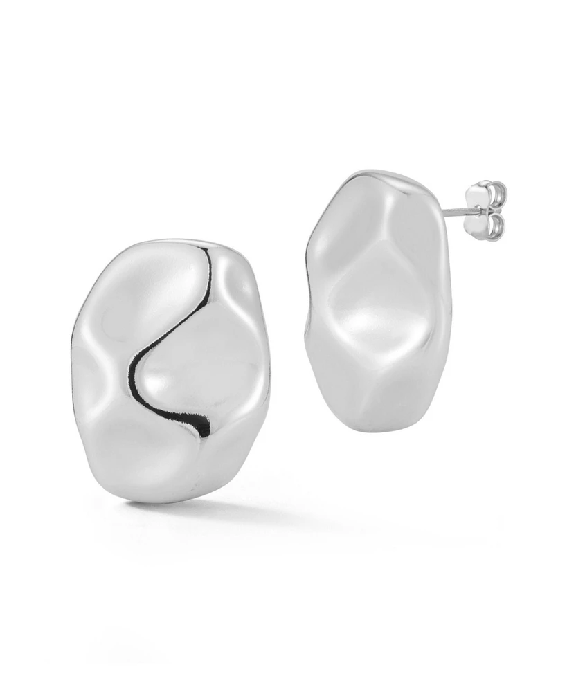 Rachel Zoe Rhodium Plated Square Oval Sculptural Statement Studs