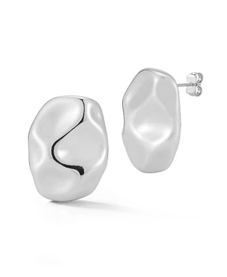 Rachel Zoe Rhodium Plated Square Oval Sculptural Statement Studs