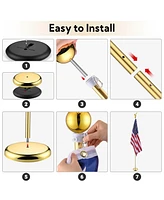 Yescom 8Ft Indoor Flag Pole Kit Eagle Topper Aluminum Gold Pole with Base 3x5Ft Us Flag for Office School City Hall