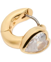Kate Spade New York Gold-Tone Small Cubic Zirconia Heart Huggie Hoop Earrings, 0.51"