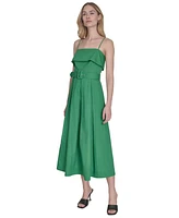 Vince Camuto Women's Cotton Belted Foldover-Neck Midi Dress