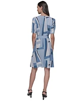 Karl Lagerfeld Paris Women's Geometric-Print A-Line Dress