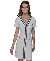 Karl Lagerfeld Paris Women's Tweed Rope-Trim Dress