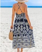 Cupshe Women's Nautical Elegance Ornate Midi Beach Dress