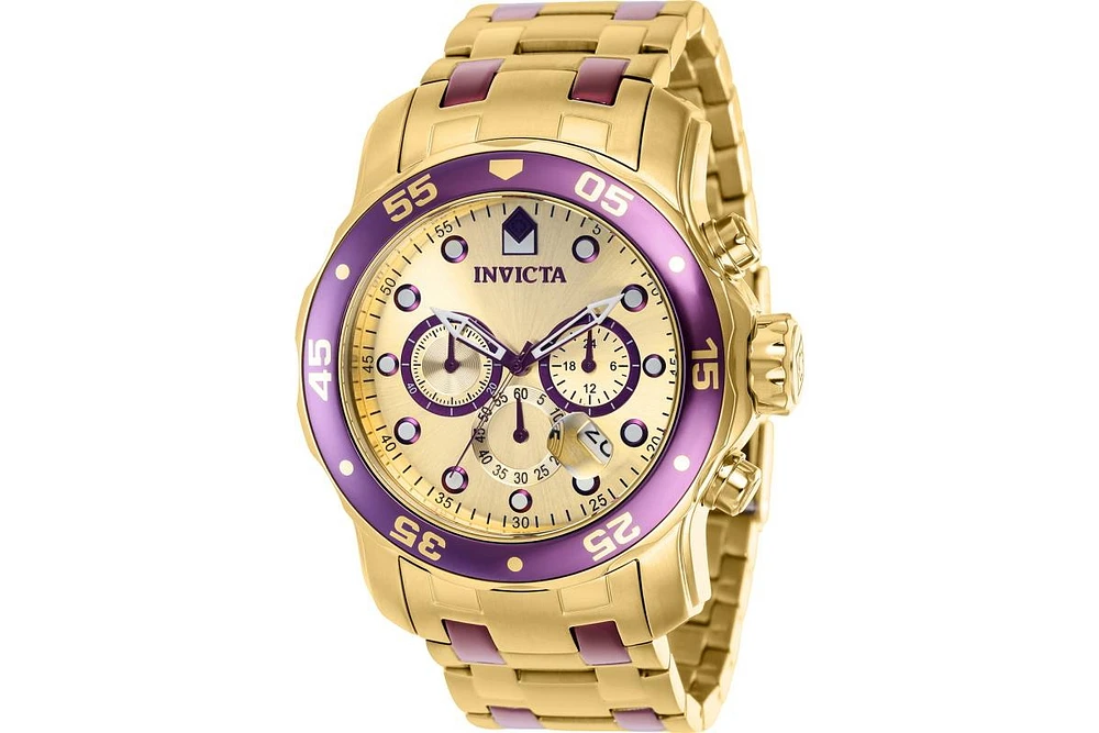 Invicta Men's 37692 Pro Diver Quartz 3 Hand Gold Dial Watch