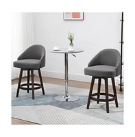 Set of 2 Swivel Counter Height Bar Stools, 26" Upholstered Kitchen Island Chairs with Nailhead Trim-The Pop Home