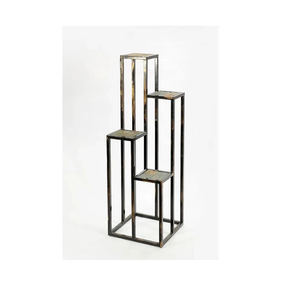 Elegant 4-Tier Plant Stand with Stone Top for Indoor & Outdoor Display