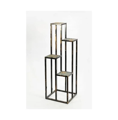 Elegant 4-Tier Plant Stand with Stone Top for Indoor & Outdoor Display