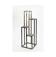 Elegant 4-Tier Plant Stand with Stone Top for Indoor & Outdoor Display