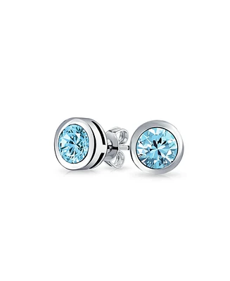 Bling Jewelry Simple Classic Martini Bezel Set Cubic Zirconia Cz Round Solitaire Stud Earrings Rose Gold Plated .925 Sterling Silver