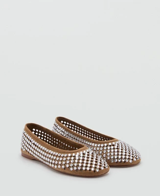 Mango Women's Rhinestone Die-Cut Ballet Flats