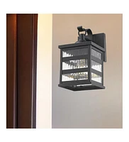 Outdoor Wall Light with Glass Panels for Porch and Entryway Lighting