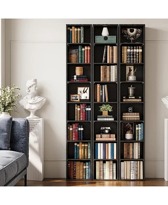Tall Narrow Bookshelf 8 Tiers, Compact Corner Bookcase