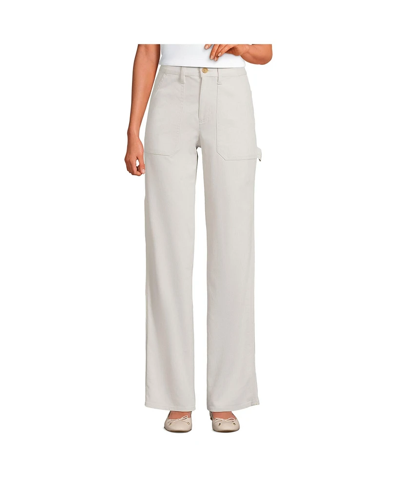 Lands' End Petite Herringbone Chino High Rise Utility Pants