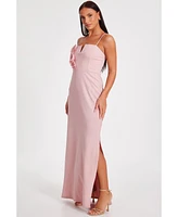 Quiz Women's Scuba Crepe Maxi Dress with 3D Applique Detail