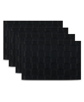 Dainty Home Bostonian Reversible Premium Leather Wipe Clean Placemat 12" x 18" Rectangular Placemats Set of 4
