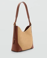 Mango Women's Contrast Canvas Shoulder Bag