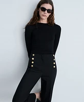 Mango Women's Jewel Buttoned Straight Pants