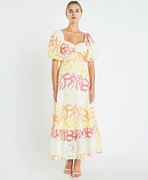 English Factory Women's Cotton Eyelet Puff-Sleeve Maxi Dress