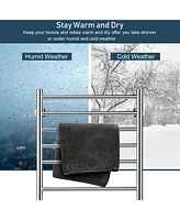 Electric Towel Rail Rack 10-bar Rung Heated Bathroom Warmer Steel