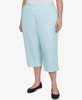 Alfred Dunner Plus St. Thomas Heat Set Embroidered Capri Pants