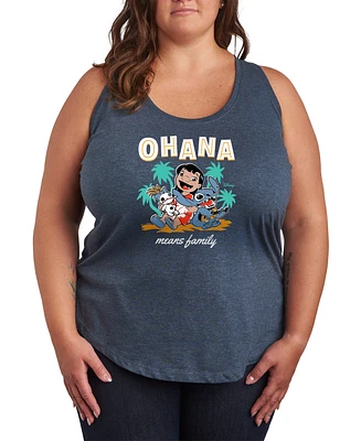 Hybrid Apparel Plus Lilo Stitch Ohana Means Family Graphic Tank Top