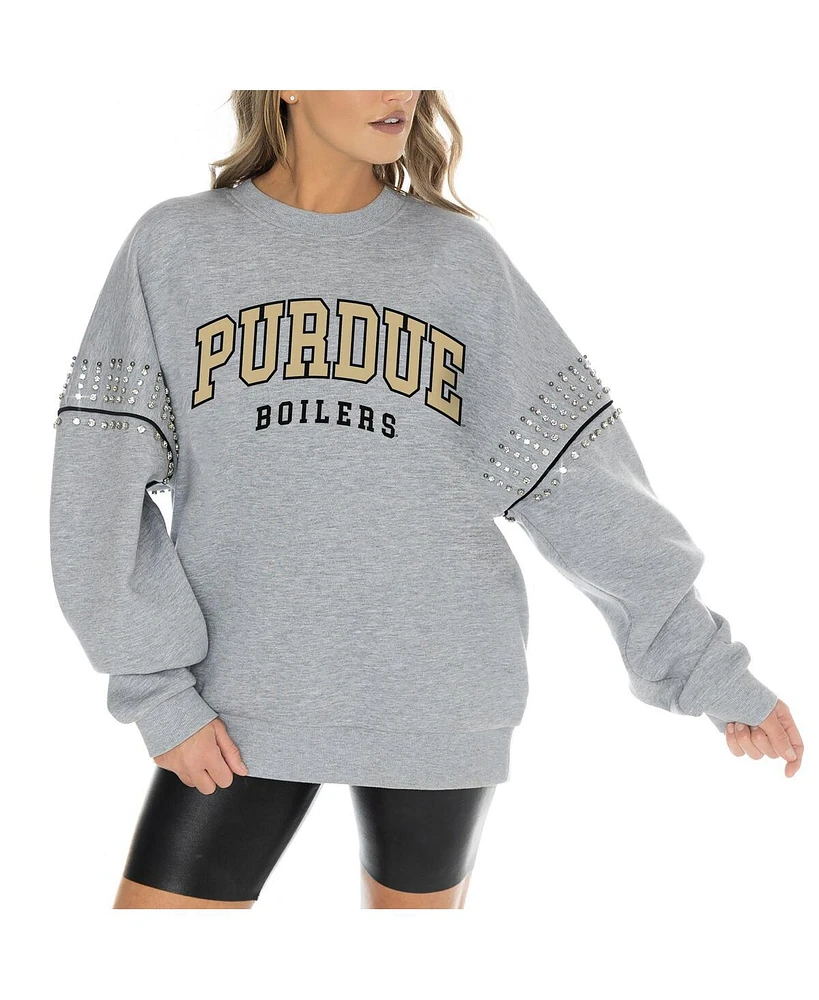 Gameday Couture Women's Heather Gray Purdue Boilermakers Competitive Edge Oversized Fleece Pullover Sweatshirt