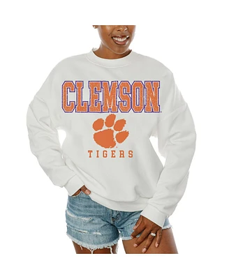 Gameday Couture Women's White Clemson Tigers Freestyle Fleece Pullover Sweatshirt