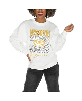Gameday Couture Women's White Missouri Tigers Drop Shoulder Fleece Pullover Sweatshirt