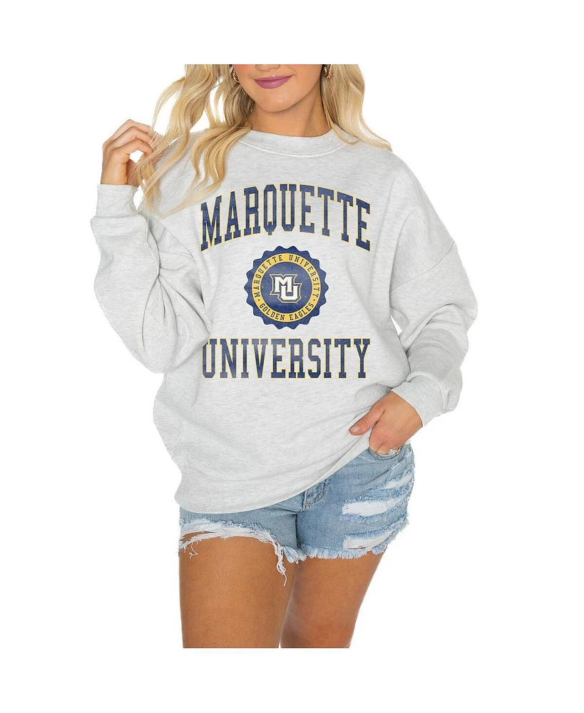Gameday Couture Women's Steel Marquette Golden Eagles Good Vibes Premium Fleece Drop Shoulder Pullover Sweatshirt