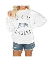 Gameday Couture Women's White Georgia Southern Eagles Good Vibes Premium Fleece Drop Shoulder Pullover Sweatshirt