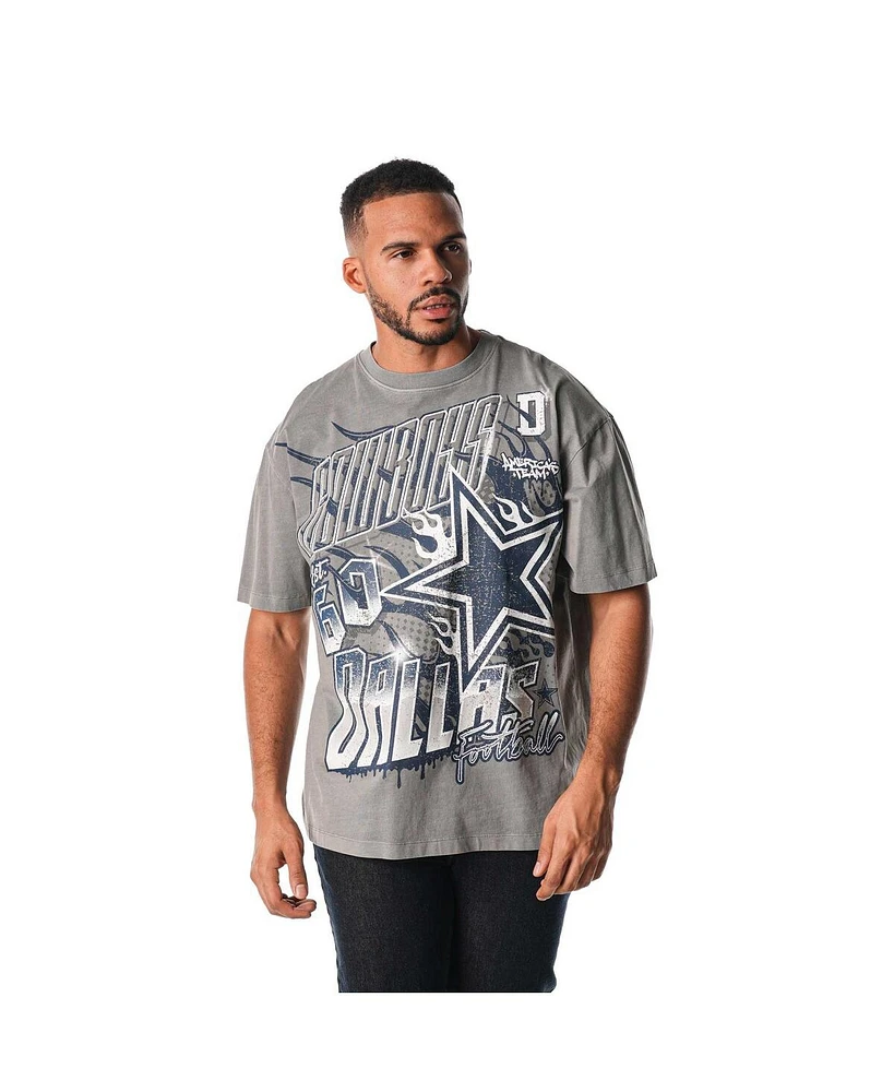 The Wild Collective Men's and Women's Gray Dallas Cowboys Streetwear Flames T-Shirt