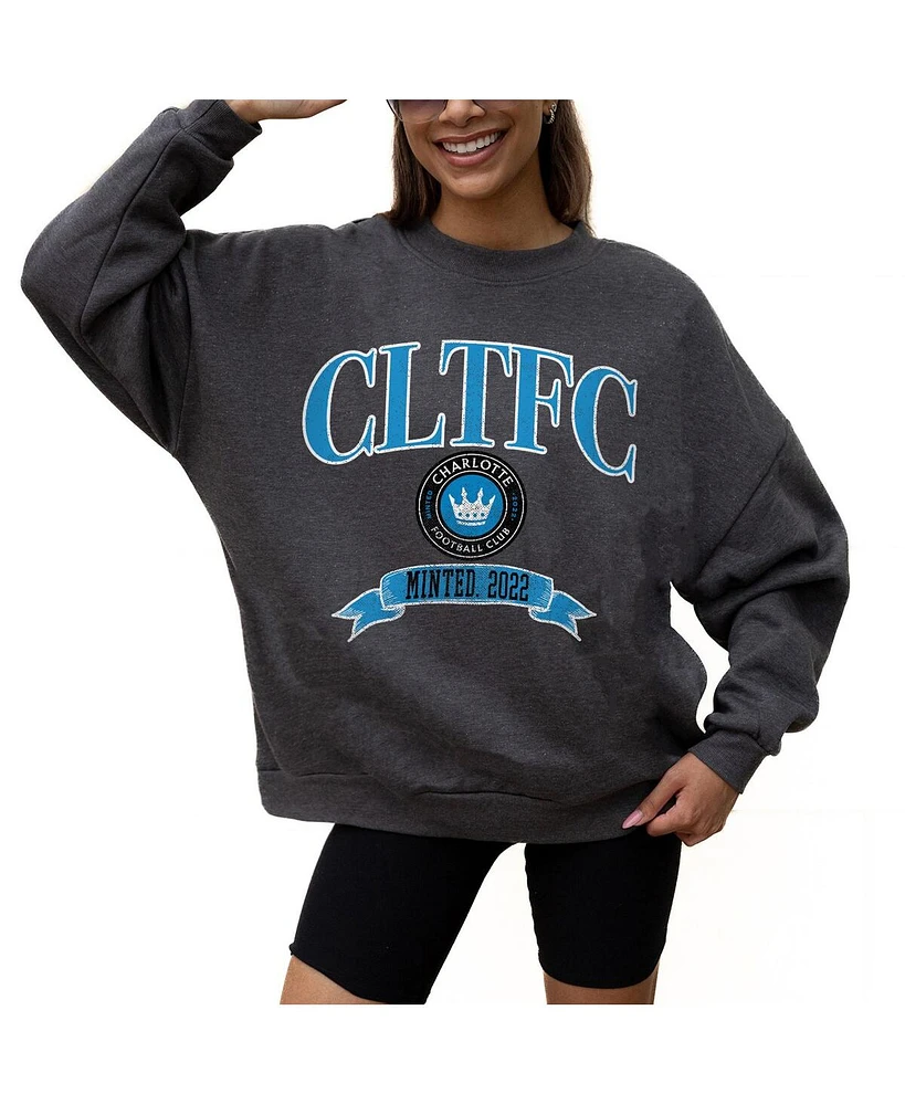 Gameday Couture Women's Charcoal Charlotte Fc Seal The Deal Pullover Sweatshirt