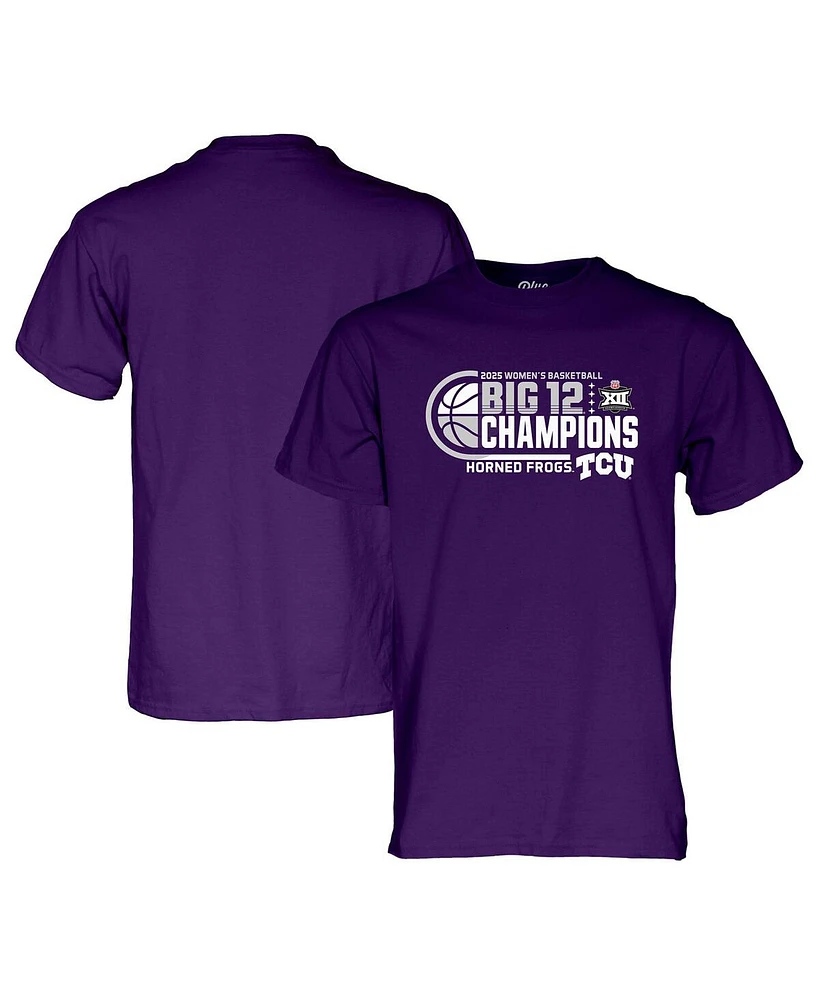 Blue 84 Men's Purple Tcu Horned Frogs 2025 Big 12 Women's Basketball Conference Tournament Champions Locker Room T-Shirt